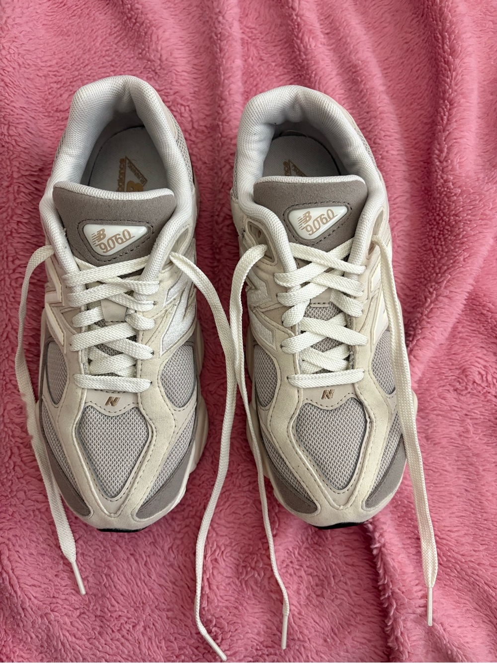 New Balance 9060 Women's Cream and Light Gray Sneakers